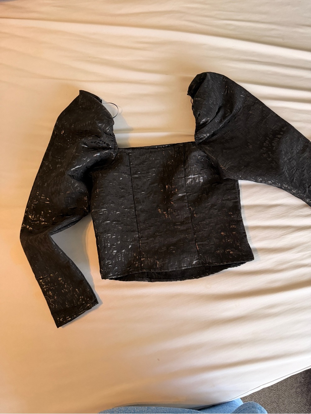 H&M Black Shimmer Crop Top with Thin Straps